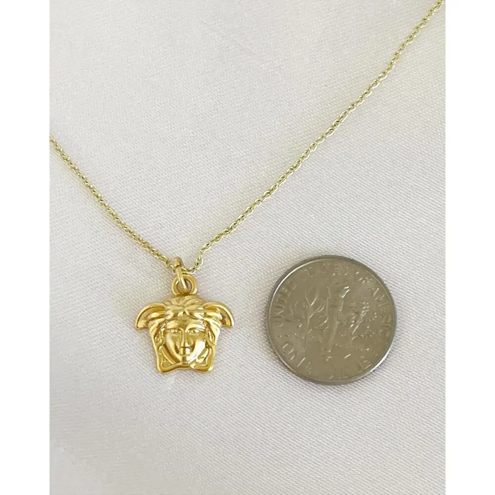 VERSACE Mini Medusa Head Zipper Pull Pendant Necklace Gold Tone - Picture 6 of 8